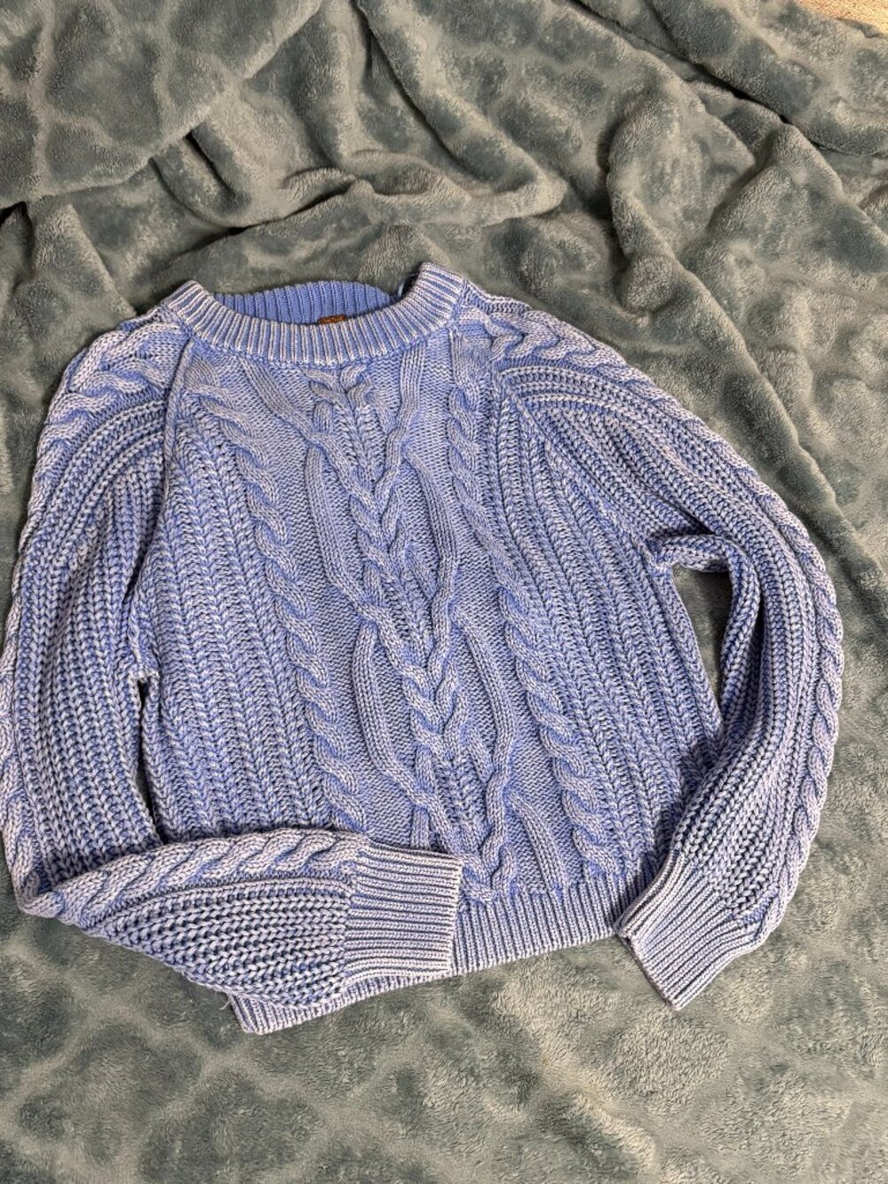 Free People Chunky Cable Knit Sweater – Blue S